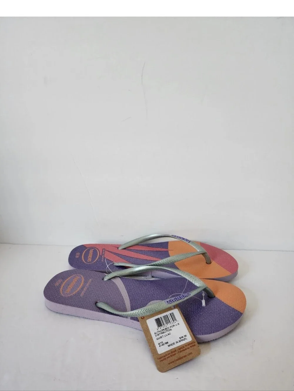 Havaianas Slim Glitter Sunset Flip Flops Quiet Lilac Purple Womens 9/10 4146766